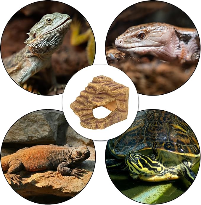 Resin Reptile Hideout Cave Reptile Habitat Tank Decor Terrarium Accessories for Bearded Dragon Leopard Gecko Lizards Turtle