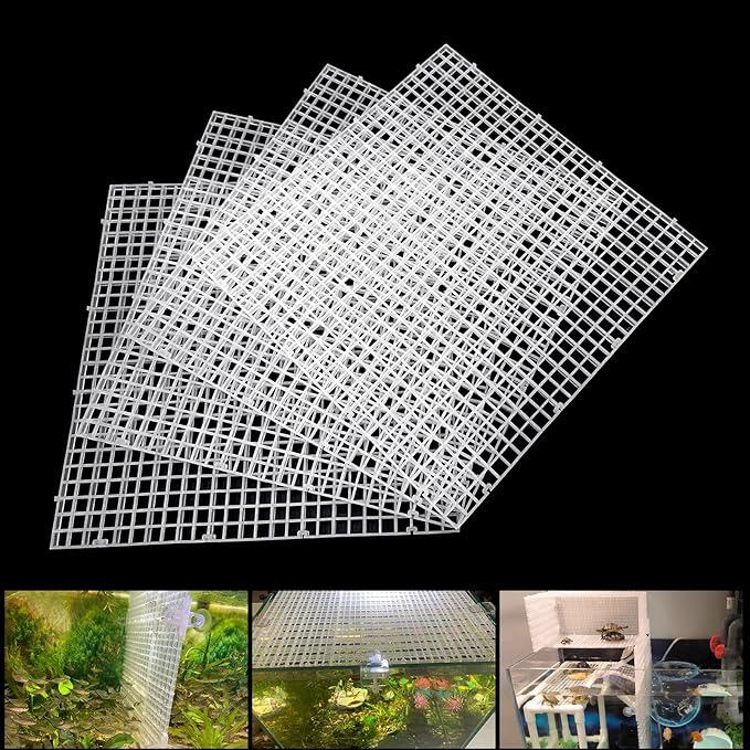 Adjustable Aquarium Fish Tank Divider Filter Bottom Plastic Grid Fish Tank Isolation Board Egg Crate Tray(White, 4pcs 11.8X11.8Inch with 0.35Inch Hole)