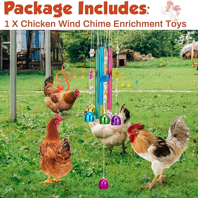 Chicken Chew Toys for Coop Multicolor Chicken Wind Chime Enrichment Toys Art Hanging Decoration for Bird Parrot Parakeet Budgerigar Lovebird