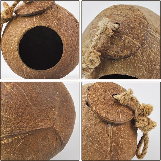 Crested Gecko Coconut Hide Natural Lizard Coco Hut Reptile Hanging Nest Flexible Vine Habitat Decoration Bearded Dragon Terrarium Accessories for Chameleon Tree Frog Snake Hermit Crab