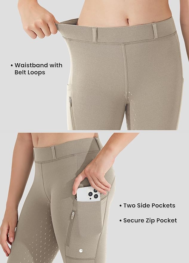 Willit Girls Fleece Horse Riding Pants Equestrian Breeches Kids Winter Riding Tights Thermal Schooling Tights