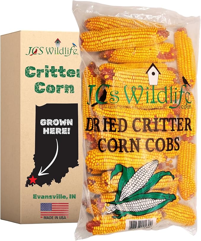 JCs Wildlife Dried Corn on The Cob Bag - 14 lb Bag - Great for Squirrels, Deer, Racoons, Rabbits, Geese, Ducks, Turkey, and Other Backyard Critters. Indiana Corn. (1 Bag)