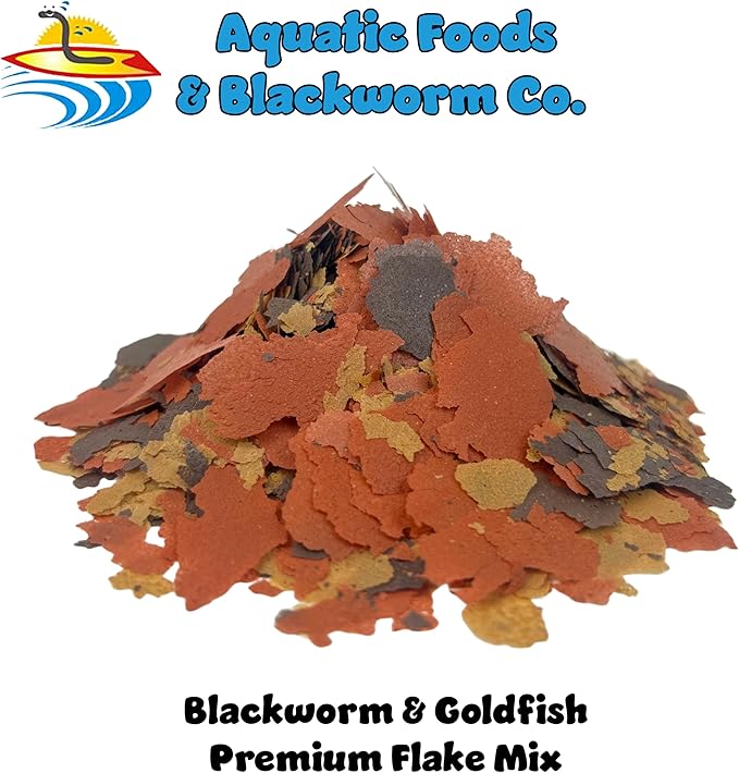 Aquatic Foods Inc. Flakes - 45% California Blackworm & Goldfish Flake Mix for Aquarium Goldfish, Koi Fish & Pond Goldfish, All Pond Fish - Premium AF Flakes - 1/2-lbs