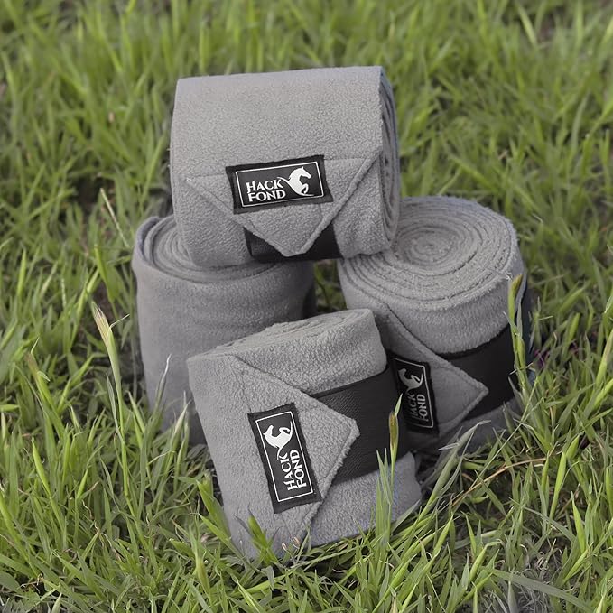 Horse Polo Leg Wraps, 10' Long Fleece Polo Wraps for Horses Set of 4, Horse Leg Bandages Stable Supplies Equestrian Boots Horse Leg Protection Dark Gray
