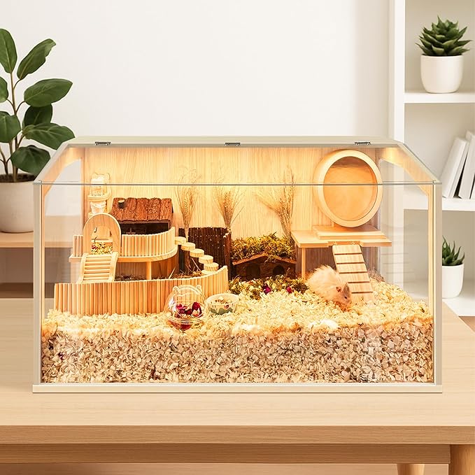 Prolee Hamster Cage Chewproof, Large Hamster Cage,Guinea Pig Cages Openable Top with Acrylic Sheets Solid Built, Hamster Habitat 24"
