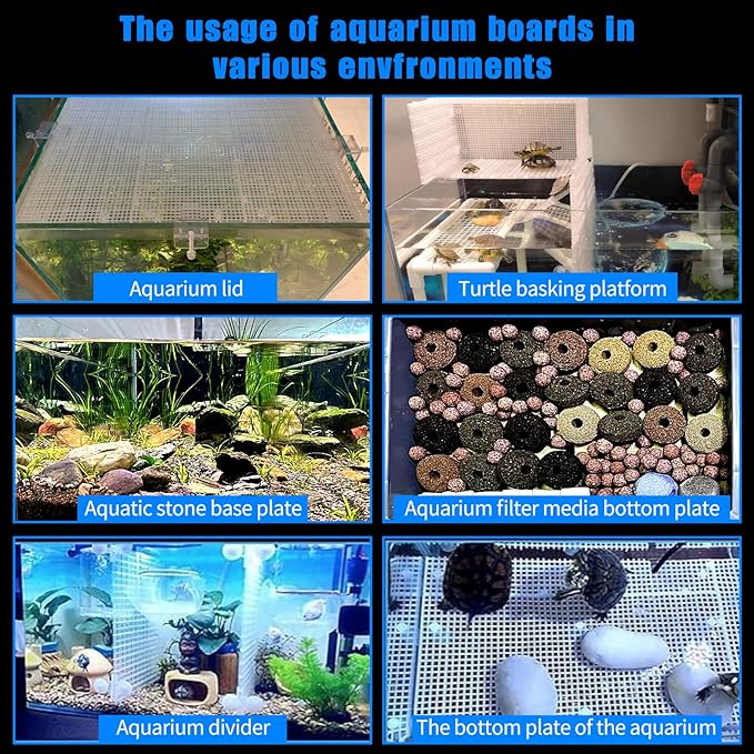 Adjustable Aquarium Fish Tank Divider Filter Bottom DIY Plastic Grid Fish Tank Isolation Board Plastic Egg Crate Tray(White, 4pcs 11.8X5.9 Inch with 0.15 Inch Hole)