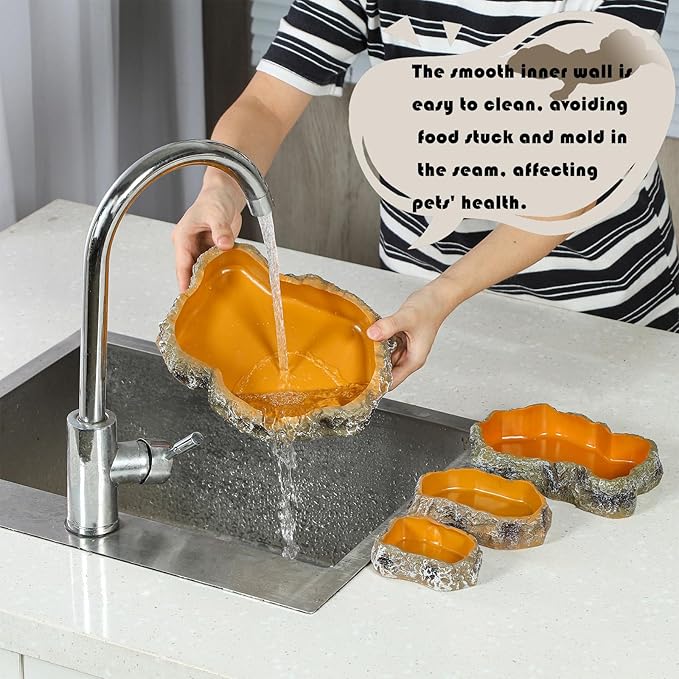 IBWell 5 Inch Reptile Food Dish Escape Proof Reptile Feeding Dish Resin Reptile Water Food Bowl for Bearded Dragon Chameleon Frog Snake Turtle Leopard Gecko