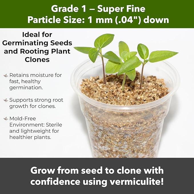Organic Superfine Vermiculite for Indoor Gardening Plants and Mushrooms – Enhances Soil Aeration, Seed Germination, Rooting Cuttings – Small Packages and Bulk (Vermiculite Grade 1 - Superfine, 30 qts)