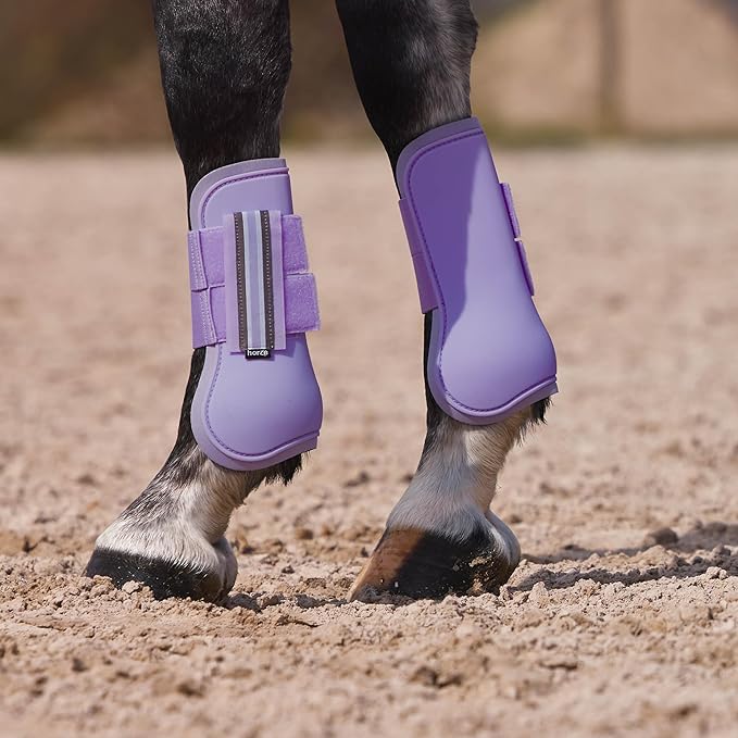 HORZE Adepto Open Front Tendon Boots | Durable Shell with Neoprene Lining - Languid Lavender Purple - Pony