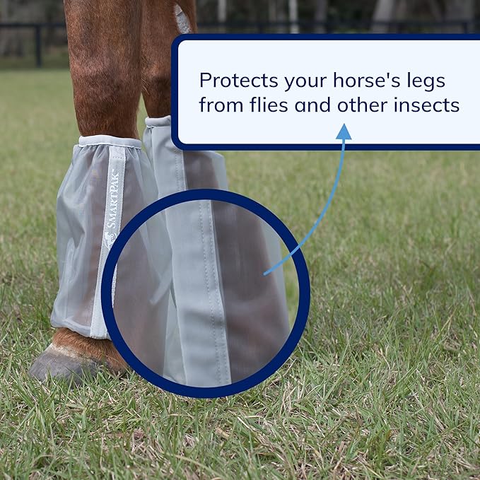 Deluxe Relaxed Fit Fly Boots for Horses | Soft Comfortable Elastic | Durable Mesh | Protects Horse's Legs from Flies and Insects | Sold as a Pair (2)