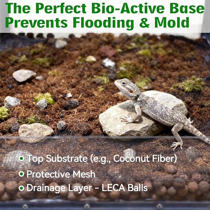 Halatool Reptile Substrate 2QT Clay Pebbles Terrarium Bedding for Reptiles Organic Clay Balls Bioactive Drainage Layer for Terrariums & Vivariums Leopard Gecko Tortoise Frog Lizard Ball Python