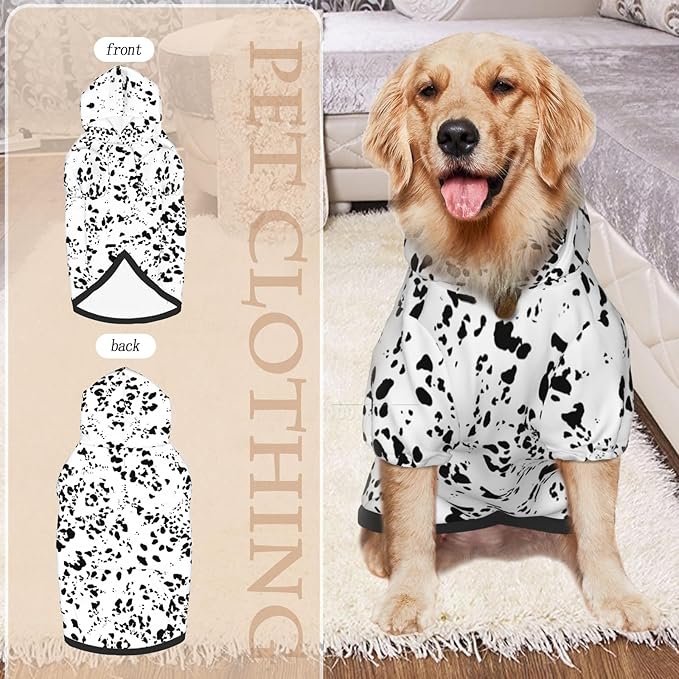 Dalmatian Hoodie, Cute Halloween Cosplay Winter Costume With Pocket, Dalmatians Print Clothes for Medium Large Dogs XXX-Large