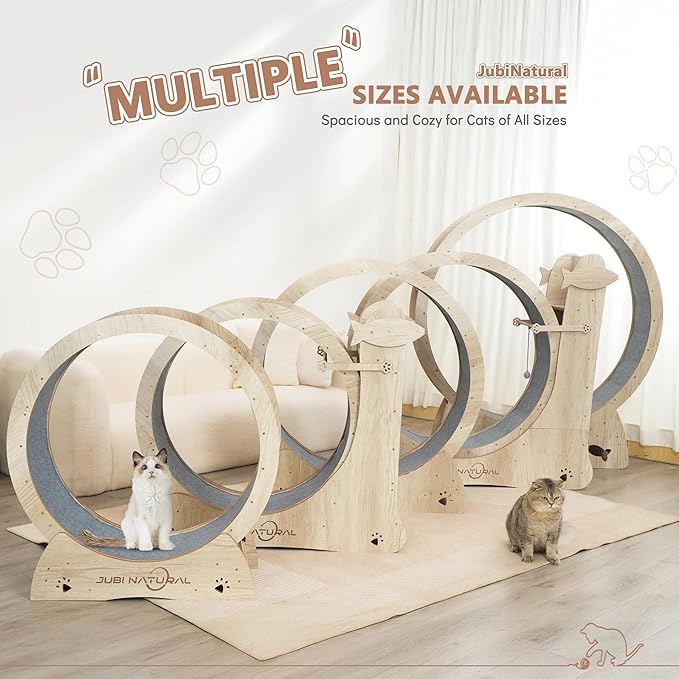Cat Exercise Wheel, 40" Cat Running Wheel for Indoor Cats with Quiet Carpeted Runway, Cats Treadmill Wheels with Locking Mechanism, Cat's Weight Loss and Health