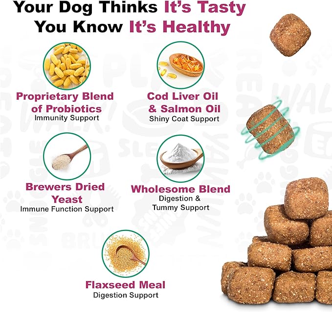 Doggie Dailies Probiotics for Dogs, Advanced Probiotics with Prebiotics, Promotes Digestive Health, Supports Immune System & Overall Health, Duck Flavor, 225 Chews