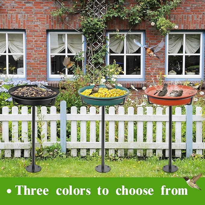 Bird Baths for Outdoors, Detachable Birdbaths for The Garden Clearance, Freestanding Bird Baths for Outdoors Heavy Duty, Bird Bath Bowl Spa & Birdfeeder with Metal Stake Stand (Green)