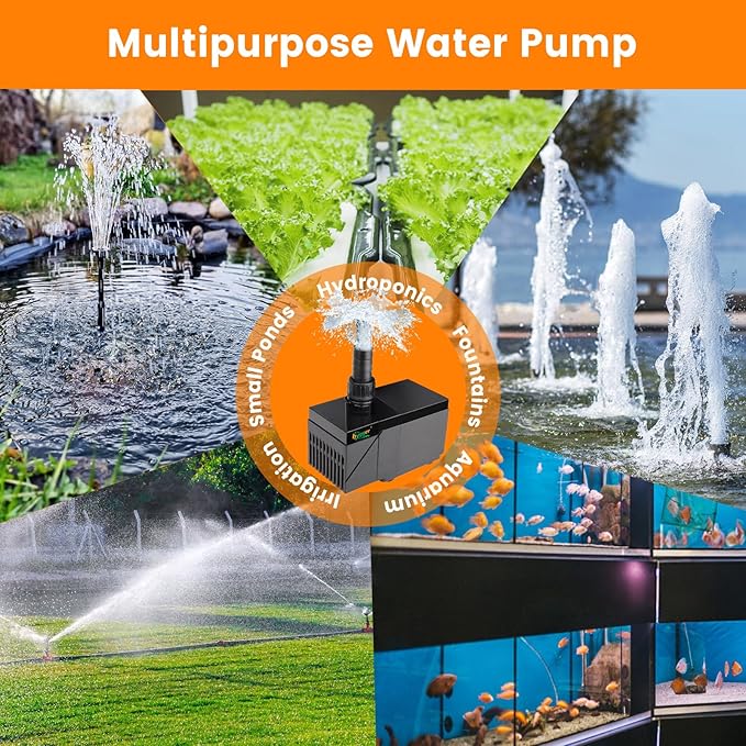 hygger 1450GPH Aquarium Water Pump with Intelligent Controller，DC 24V Ultra Quiet Powerhead, Powerful Return Pump for Fish Tanks, Aquariums, Ponds, Fountains, Sump, Hydroponics(45W, 13.8ft)