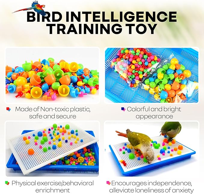QBLEEV Parrot Puzzle Toys - Bird Intelligence Training, Parakeet & Conure Cage Accessories, Cockatiel Foraging & Chewing Toys