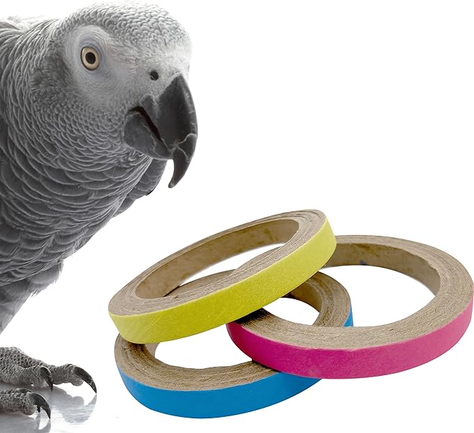 8012 Big 4 Inch Donuts Pk6 – Shreddable Chew Rings for Medium and Large Birds – Compressed Paper Center with Colorful Cardboard Band – Enrichment Foot Toys for Parrots, Amazons, Greys, Macaws