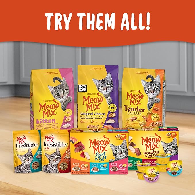 Meow Mix Tender Centers Basted Bites Dry Cat Food, Chicken & Tuna Flavor, 3 Pound (Pack of 4), Crunchy Outside Meaty Inside