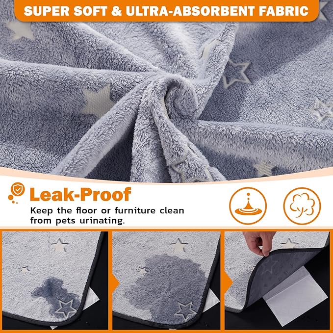 LOOBANI Washable Pee Pads for Dogs, Fast Absorption Reusable Puppy Pads, Waterproof Whelping Mats, Non Slip Training Pet Playpen Mat for Floor, Dog Crate, Grey 2 Pack 36 x 36 in