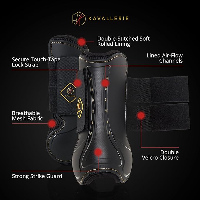 Kavallerie Classic Tendon Boots, Impact-Absorbing Material, Breathable & Evenly Distribute Pressure, Protect Tendon and Ligaments, Anti-Slip, Anti- Sore and Moisture Repellant Show Jumping Boots