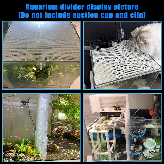 Plastic Egg Crate Grip Panel Fish Tank Divider Aquarium Divider Filter Bottom Fish Tank Isolation Board Egg Crate Tray (White, 12pcs 11.8X5.9 Inch with 0.15 Inch Hole)