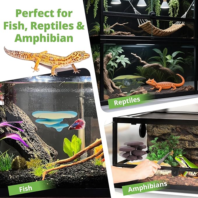 Mushroom Decor for Reptile Tank, Fish Tank, Pet-Safe Bearded Dragon Tank Accessories, Realistic Terrarium Plants for Leopard Geckos, Crested Geckos, Tree Frogs, Snakes (Almond, Trio Cap)