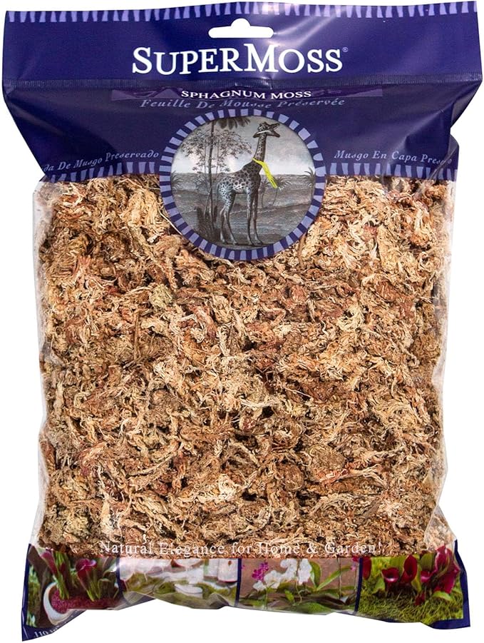 SuperMoss (22306) Orchid Sphagnum Moss, Premium Grade Long Fiber Superior Water Retention for Orchids and Nursery Plants, 175 Cu. in. (Appx. 4 Oz)