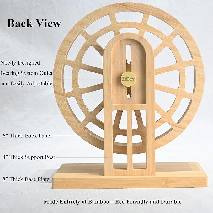Hamster Wheel – Silent Hamster Toys, 7 Inch Chinchilla Wheel for Syrian, Dwarf Hamsters, Gerbil Wheel – Bamboo Cage Accessories, Exercise Wheel, Small Animal Toy