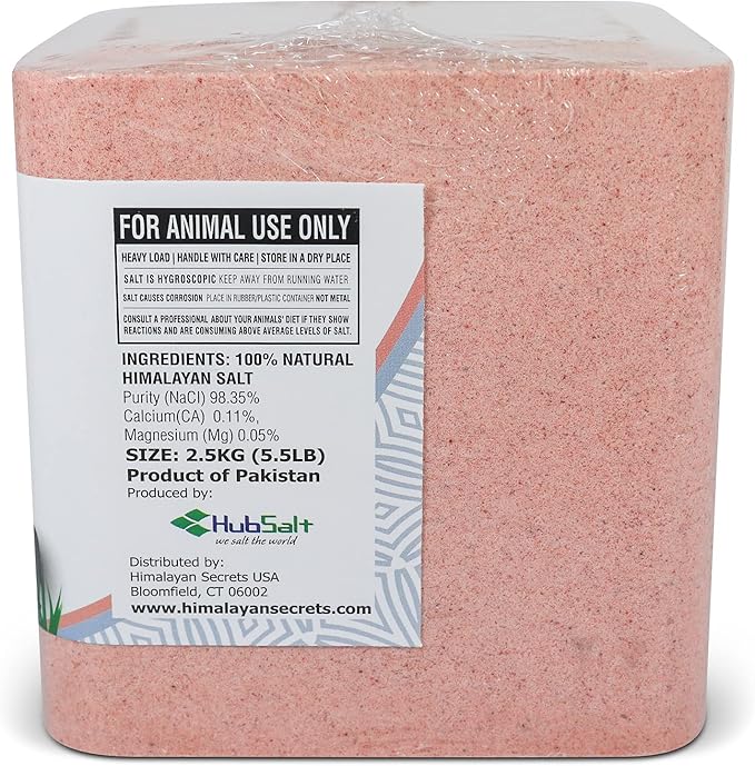 Himalayan Secrets Compressed Pink Salt Lick for Livestock and Wildlife Animals, Pure & Natural Feed Salt Block, Minerals & Trace Elements, No Additives, 5.5LB (2.5KG)