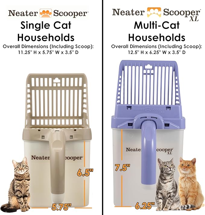 Neater Pet Brands Neater Scooper Standard Cat Litter Scoop, 15 Refill Bags – Mess-Free Cat Litter Scooper with Bag, Spill-Proof Kitty Box Sifter, Bin Doubles as Scoop Holder, For Single-Cat Households