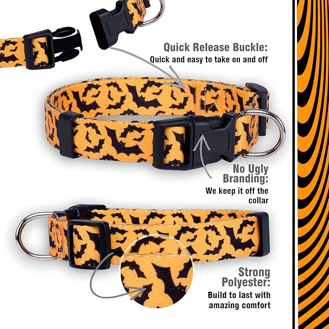 Native Pup Halloween Dog Collar (Large, Bats)
