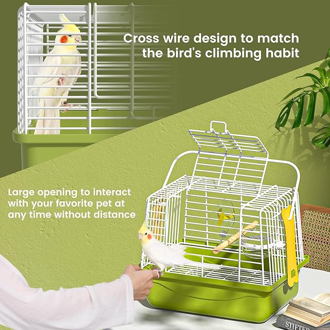BAGHBPM Small Bird cage,Travel Cage for Birds and Small Animals, Parakeet cage,Bird Carrier Travel cage,Bird Travel cage, jaulas para pájaros,Green,(Size:S,M,L) (L)