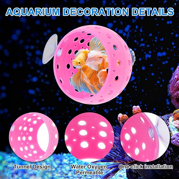 Betta Hideout Tunnel, Interactive Aquarium Decor, Aquarium Tunnel for Betta, Exciting Hiding Spot, Pink