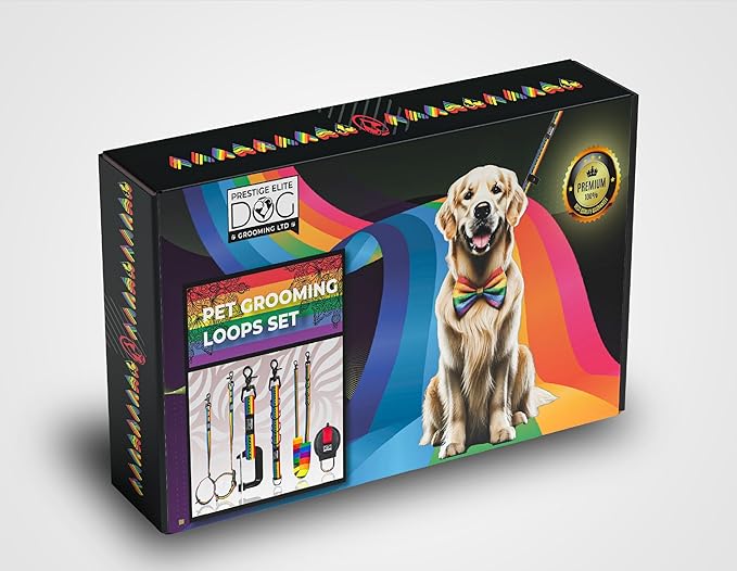 Prestige Elite - Grooming loops for Dogs, Groomers Helper, Grooming Loops for Pet Groomers Adjustable Bio Thane Dog Grooming Loop, Belly Strap, Grooming Noose, Waterproof Extension Strap & Suction Cup