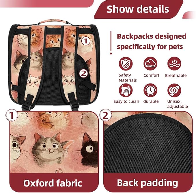Cute Cats (3) Pet Carrier Soft Sided Carrier for Small Medium Cats Dogs