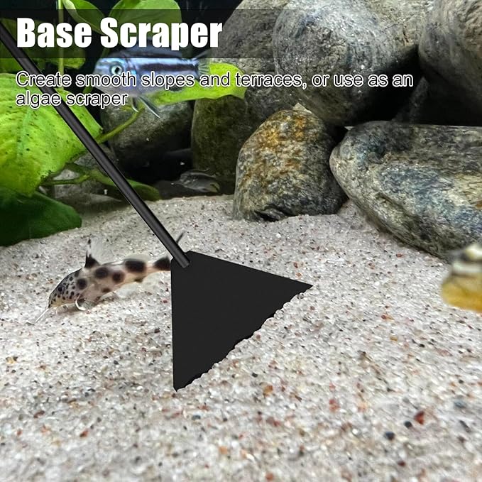 Aquascaping Tools Aquarium Kit – 4PCS Plant Trimming Tool Set with Long Tweezers, Scissors, Algae Scraper Spatula & Feeding Tongs, Fish Tank & Terrarium Cleaning Accessories