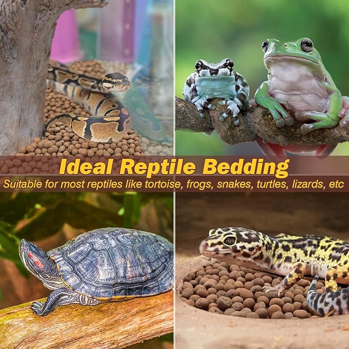 ZeeDix Reptile Substrate Leca Balls - 10LBS Organic Expanded Clay Pebbles, Bioactive Terrarium Bedding for Reptile Tank Habitat Accessories, Ideal for Bearded Dragon, Tortoise, Gecko, Snake & Frog