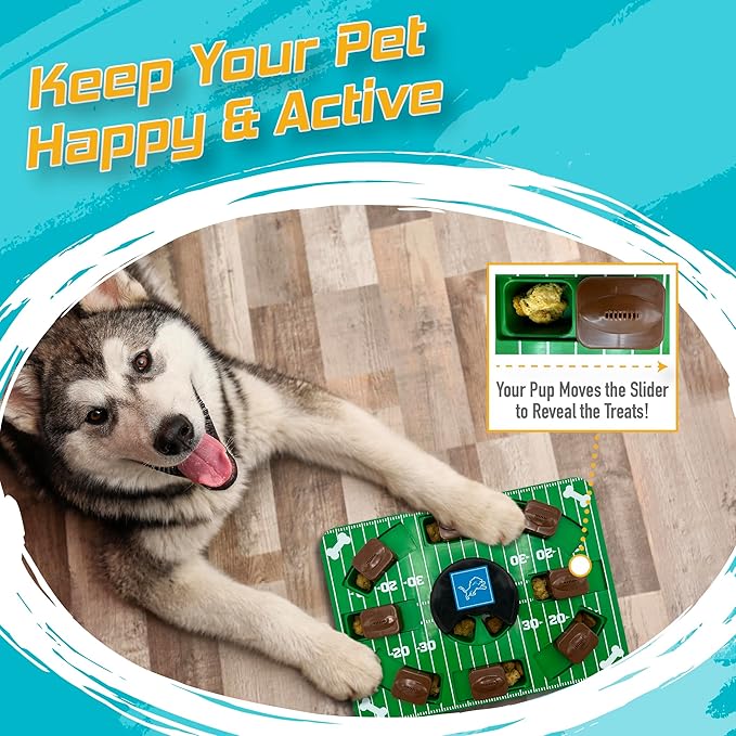 Pets First NFL Detroit Lions Puzzle Toy, Puzzle Treat Dog Toy, Interactive Dog Treat Toy, Dog Puzzle