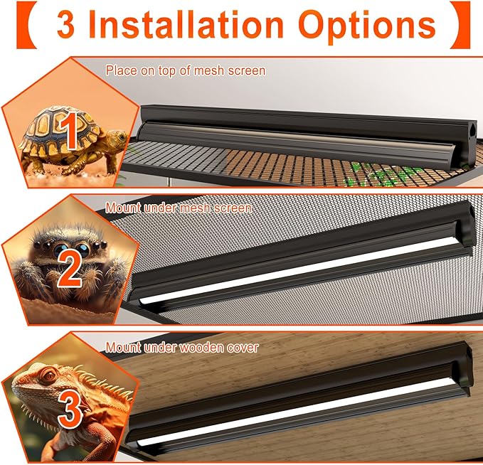 39W T5 10.0 UVB Reptile Light Fixture – 34” Linear UVA/UVB Lamp with High Output for Bearded Dragons, Tortoises & Lizards, Perfect for Desert & Tropical Terrariums
