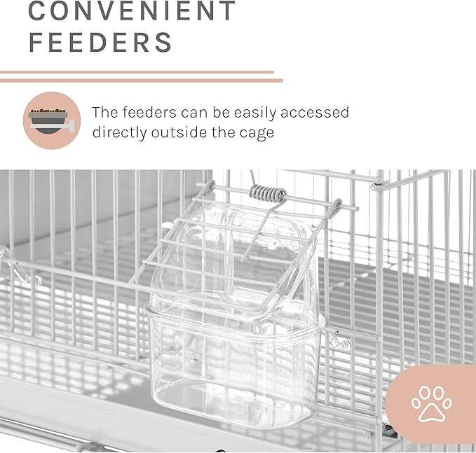 Sam's Pets Willow 24" Bird Cage, White - Premium Iron, Spacious, Easy-to-Clean, 4-6 Birds, Ideal for Cockatiels, Parrots, Budgies
