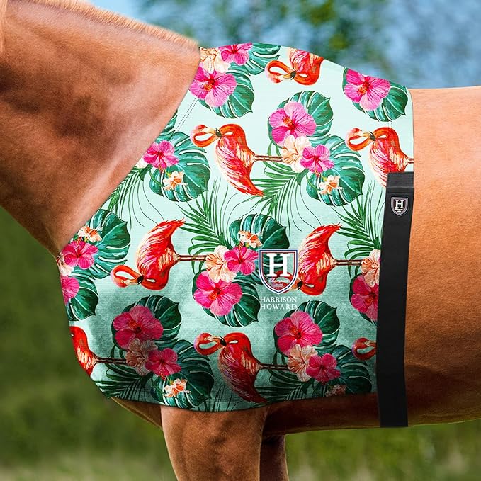 Harrison Howard Heat-Insulating Breathable Stretchy Shoulder Guard Anti Rub Bib for Horse Chic Flamingo L