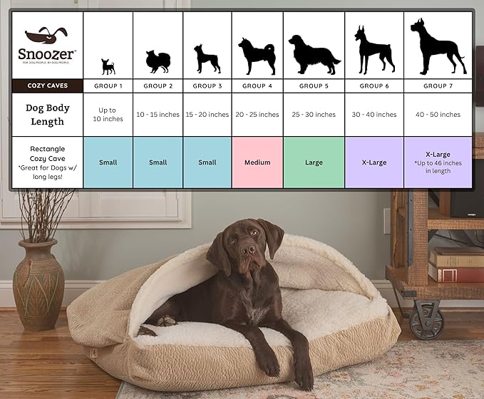 Snoozer Pet Products Luxury Rectangle Cozy Cave, Wag Collection, Large, Ramey Gray