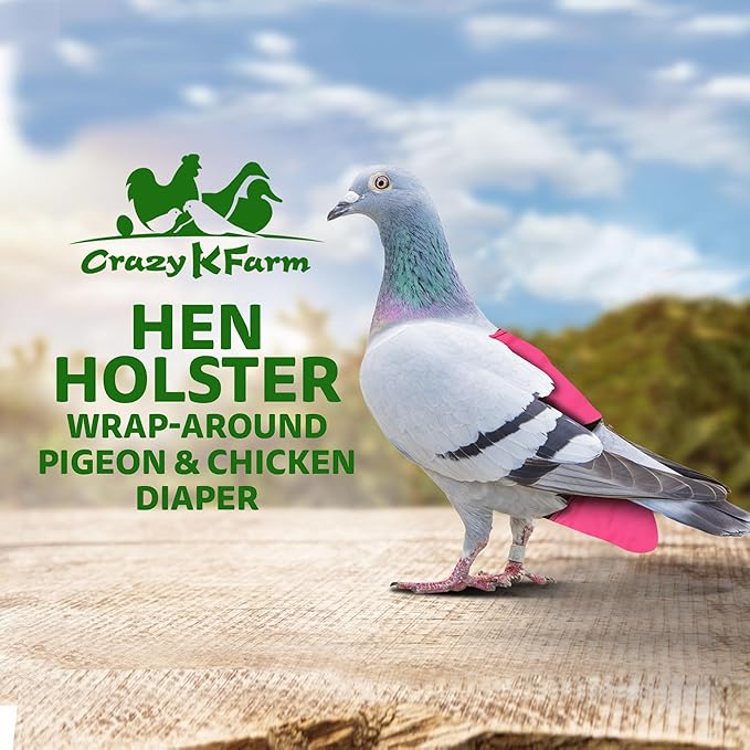 Bird Diaper, Wrap Around, for Larger Pigeons, Small Breed Hens and Roosters, Leak-Proof Design, Comfortable Fleece Strap Bird Harness with Sewn-in Liner & Secure Hook and Loop Closure - XS, Pink