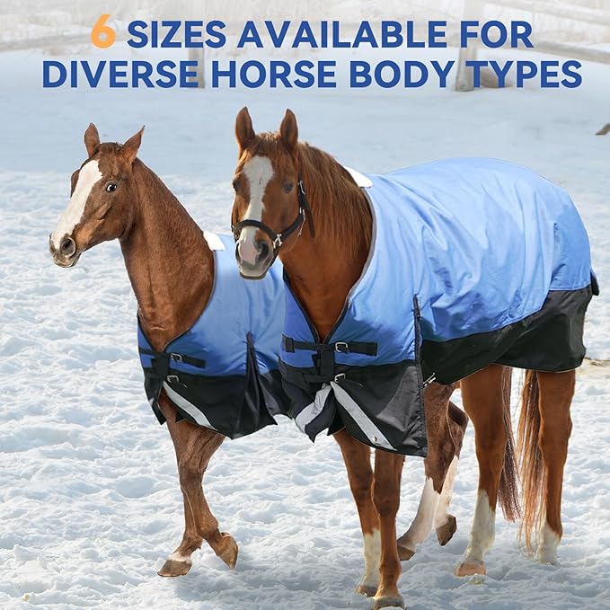 69” Winter Horse Blanket, 1200D Waterproof Poly Horse Turnout Blanket, Durable Tear-Resistant Thick Horse Blanket with Snuggit 220G Filling, Breathable Warmth Turnout Blankets for Horse
