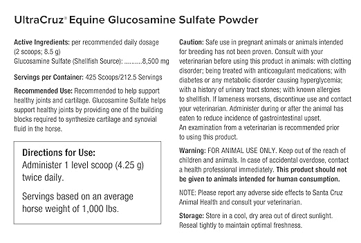 UltraCruz - sc-364852 Equine Horse Glucosamine Sulfate Joint Supplement, 4 lb, Powder (212 Day Supply)