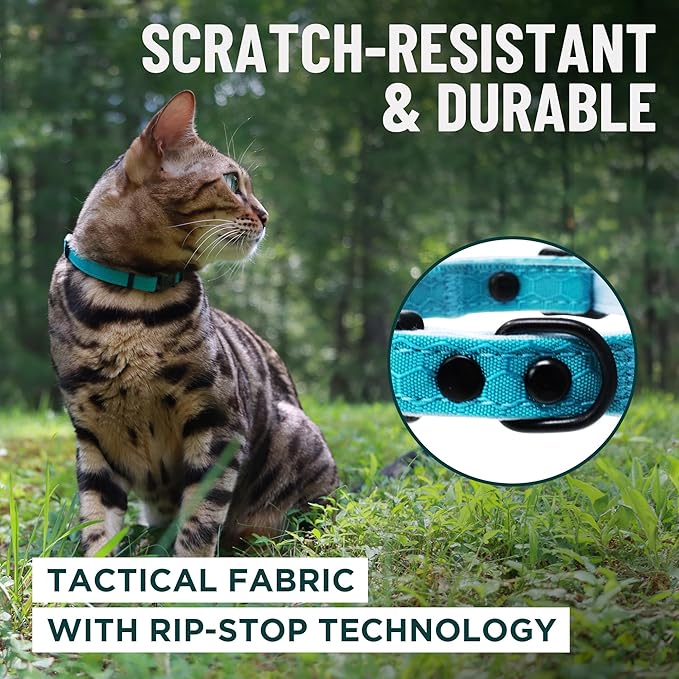 OutdoorBengal Black Cat Collar Breakaway, Soft Padding for Medium to Large Cats - Durable Heavy Duty Tactical Fabric, Comfortable, Quick Release Breakaway Cat Collars, No Bell Collar (Black, Adult)