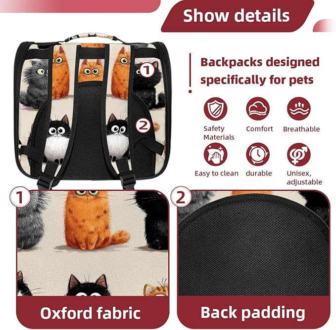 Cute Cats (2) Pet Travel Carrier Soft Sided Portable Bag for Cats, Small Dogs, Kittens or Puppies