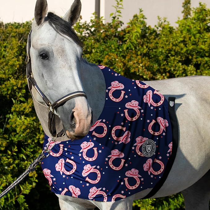 Harrison Howard Heat-Insulating Breathable Stretchy Shoulder Guard Anti Rub Bib for Horse Horseshoe M