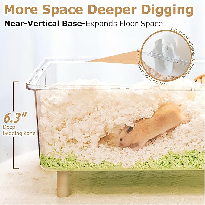 Large Hamster Cage,Crystal Clear Acrylic Hamster Cage with Stand,24.4''L*18.1''W*15.8''H Pet Mouse Cage for Pet Mice,Crystal Mouse Habitat,Hamster Enclosure with Modular Platform,Hamster Starter Kit